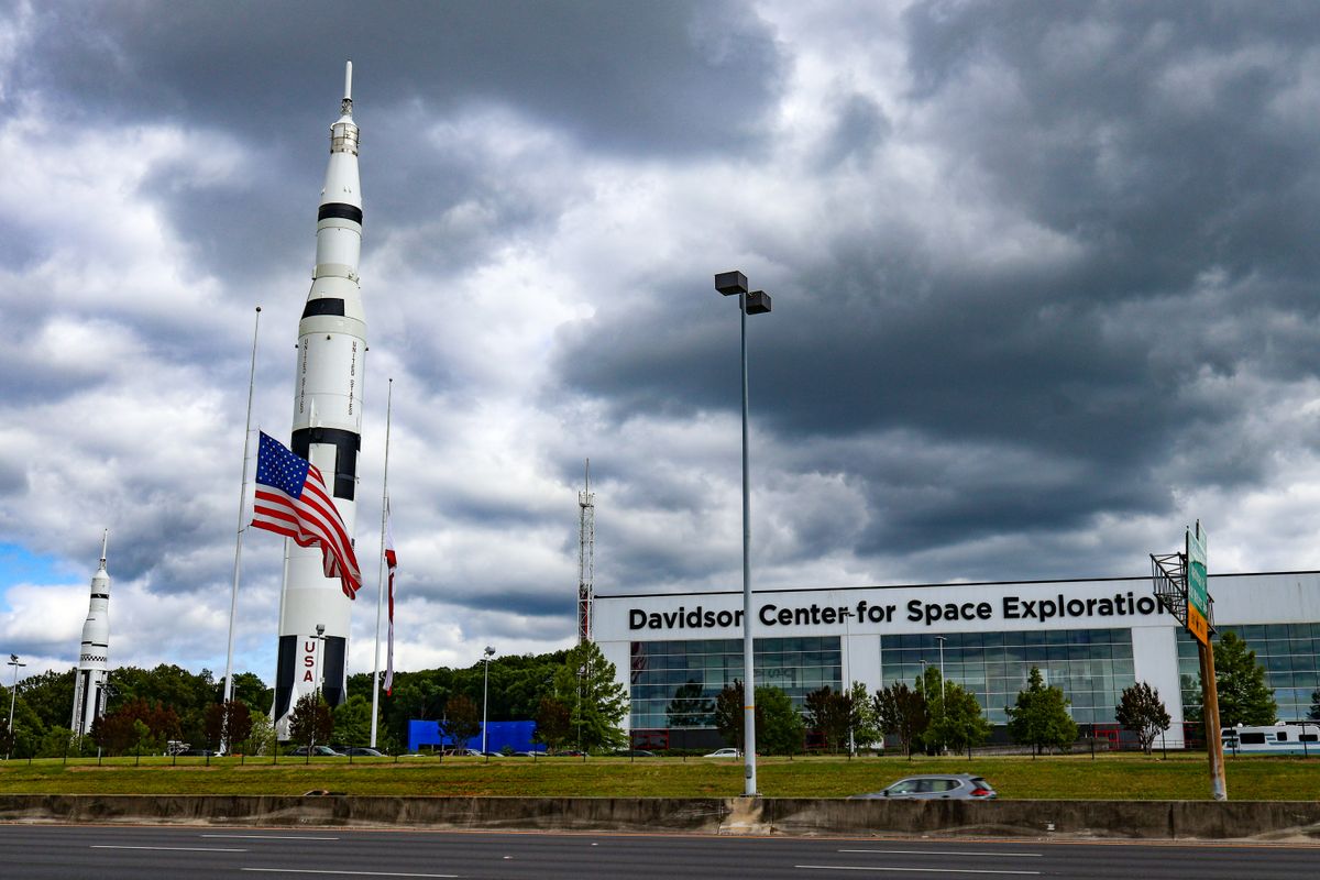 Saturn V rocket at the Davidson Center for Space Exploration in Huntsville, Alabama